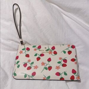 Kate Spade Cream Wristlet with Strawberry Print